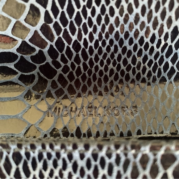 MICHAEL KORS Blue Gold Snakeskin Reptile Python Long Bifold Wallet - Picture 8 of 13